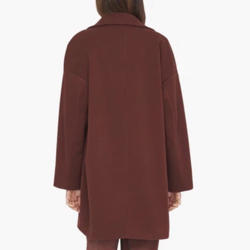 We Wore what Chocolate Brown Oversized Dropped Shoulder Faux Wool Jacket Coat - Picture 7 of 10